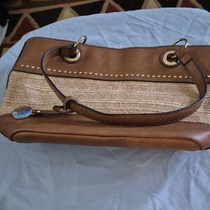 Nicole Miller Tan and Brown Shoulder Bag with lots of room inside